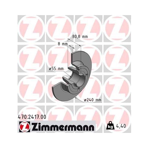 Brake Disc Zimmermann 470.2417.00 for Renault Rear Axle
