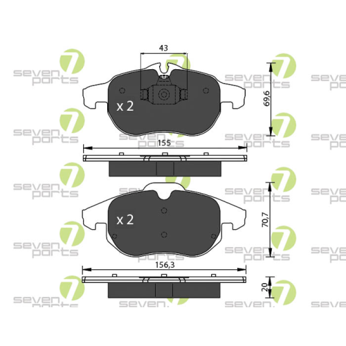 Bremsbelagsatz Scheibenbremse 7 Seven Parts SVP21810 f&uuml;r Citro&euml;n Fiat Opel Saab