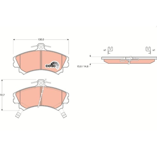 Bremsbelagsatz Scheibenbremse Trw GDB1198 Cotec f&uuml;r Mitsubishi Proton