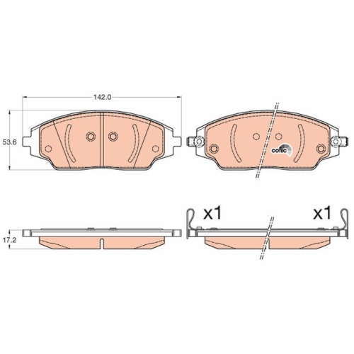 Bremsbelagsatz Scheibenbremse Trw GDB3579 Cotec f&uuml;r Chevrolet Vorderachse