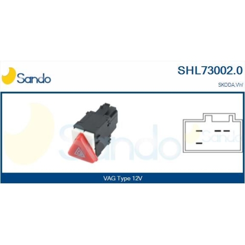 Warnblinkschalter Sando SHL73002.0 f&uuml;r Skoda
