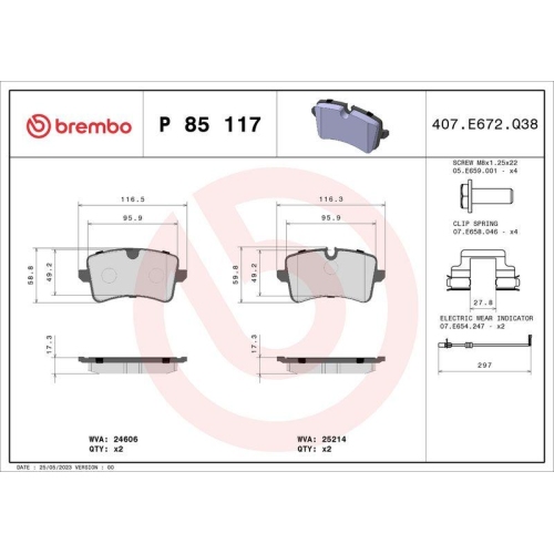 Bremsbelagsatz Scheibenbremse Brembo P85117 Prime Line f&uuml;r Audi Seat Skoda VW