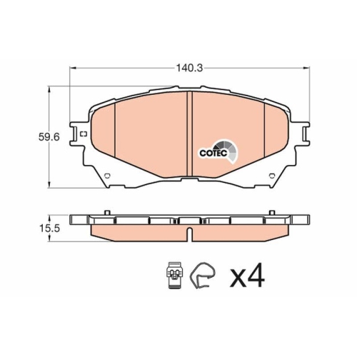 Bremsbelagsatz Scheibenbremse Trw GDB3580 Cotec f&uuml;r Mazda Vorderachse