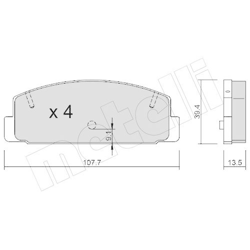 Bremsbelagsatz Scheibenbremse Metelli 22-0302-1 f&uuml;r Mazda Mitsubishi Hinterachse