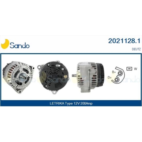Generator Sando 2021128.1 f&uuml;r Iveco Khd Deutz Fahr Deutz Fahr Deutz Fahr Fendt