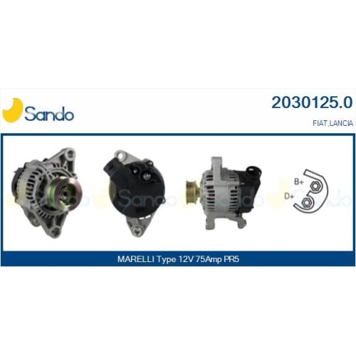 Generator Sando 2030125.0 f&uuml;r Fiat F&uuml;r Fahrzeuge Ohne Klimaanlage