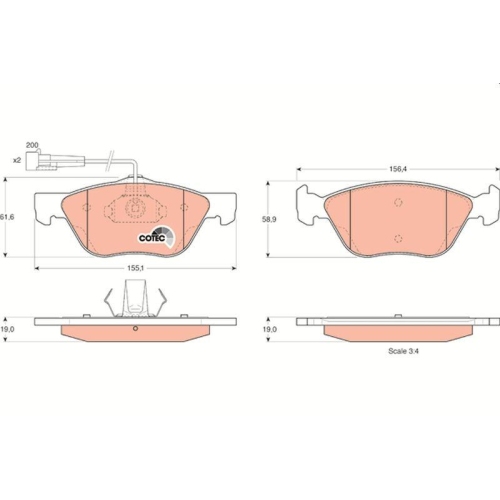 Bremsbelagsatz Scheibenbremse Trw GDB1212 Cotec für Alfa Romeo Fiat Lancia
