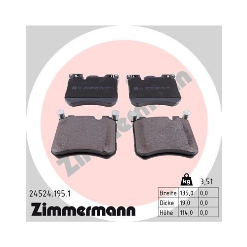 Bremsbelagsatz Scheibenbremse Zimmermann 24524.195.1 f&uuml;r Bmw Rolls Royce