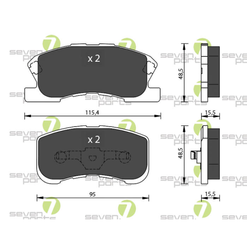 Bremsbelagsatz Scheibenbremse 7 Seven Parts SVP21980 für Daihatsu 1. Vorderachse