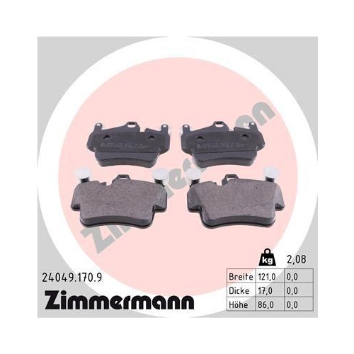 Bremsbelagsatz Scheibenbremse Zimmermann 24049.170.9 Pb:z f&uuml;r Porsche
