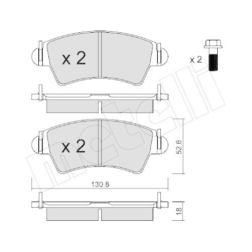 Brake Pad Set Disc Brake Metelli 22-0313-1 for Peugeot Front Axle