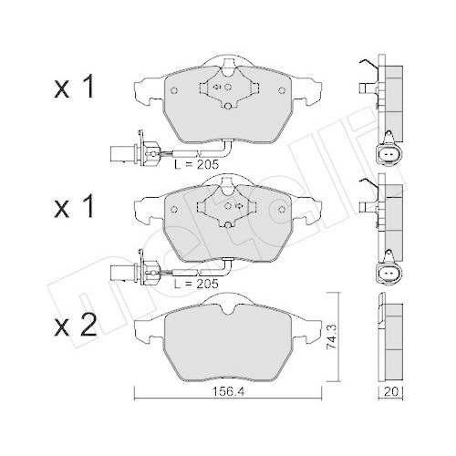 Bremsbelagsatz Scheibenbremse Metelli 22-0314-0 für Audi Seat Skoda VW