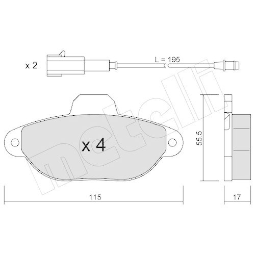 Bremsbelagsatz Scheibenbremse Metelli 22-0159-3 für Fiat Ford Vorderachse