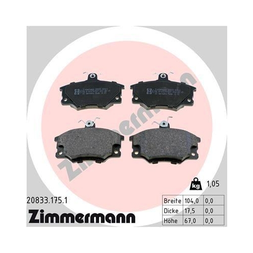 Bremsbelagsatz Scheibenbremse Zimmermann 20833.175.1 f&uuml;r Alfa Romeo Fiat Lancia