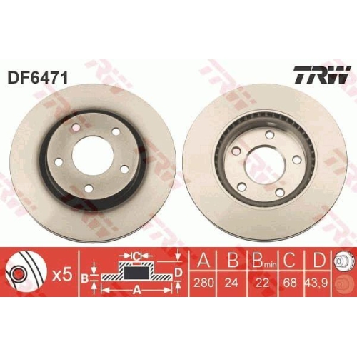 Bremsscheibe Trw DF6471 f&uuml;r Infiniti Nissan Vorderachse