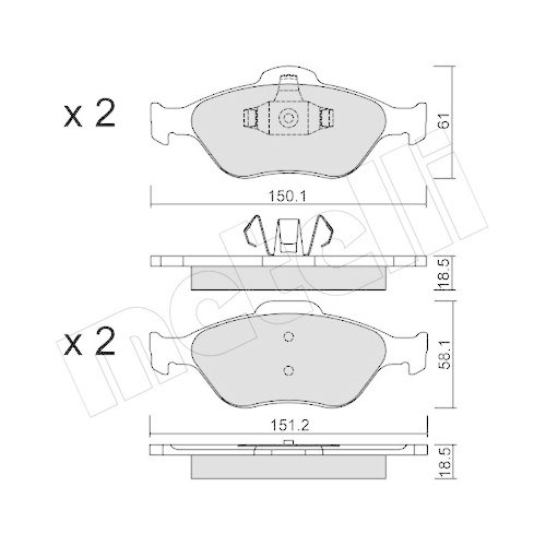 Bremsbelagsatz Scheibenbremse Metelli 22-0316-0 f&uuml;r Ford Mazda Vorderachse