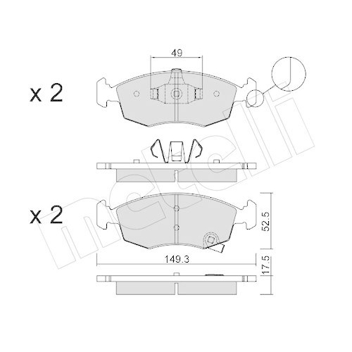 Bremsbelagsatz Scheibenbremse Metelli 22-0274-5 f&uuml;r Chrysler Fiat Lancia