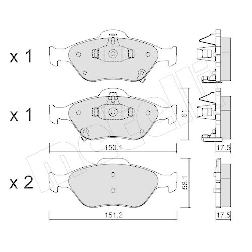 Bremsbelagsatz Scheibenbremse Metelli 22-0316-1 f&uuml;r Toyota Vorderachse