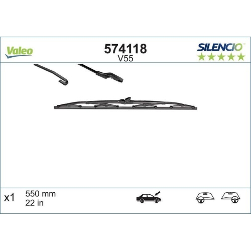 Wischblatt Valeo 574118 Silencio Conventional Single f&uuml;r Citro&euml;n Ford Peugeot VW