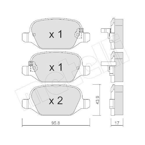 Bremsbelagsatz Scheibenbremse Metelli 22-0324-4 für Fiat Hinterachse