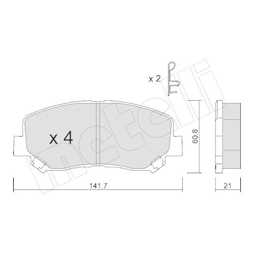 Bremsbelagsatz Scheibenbremse Metelli 22-0969-1 f&uuml;r Jeep Vorderachse