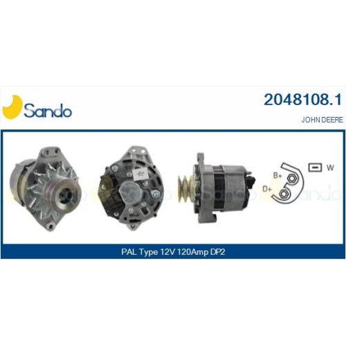 Generator Sando 2048108.1 f&uuml;r Daewoo John Deere Fiatallis New Holland