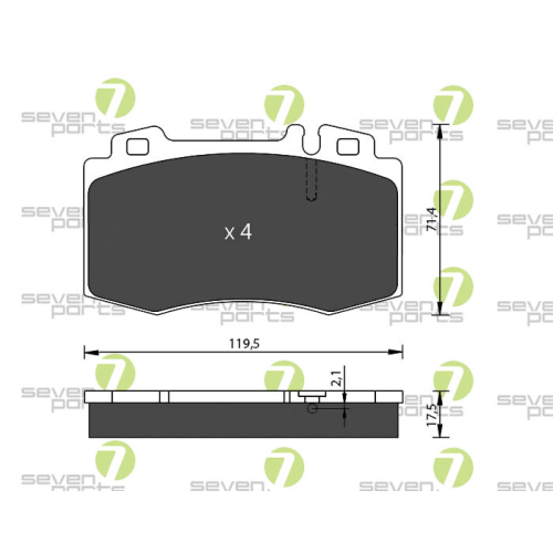 Bremsbelagsatz Scheibenbremse 7 Seven Parts SVP22070 f&uuml;r Mercedes Benz