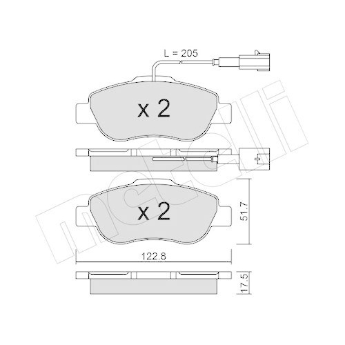 Bremsbelagsatz Scheibenbremse Metelli 22-0638-2 f&uuml;r Fiat Ford Vorderachse