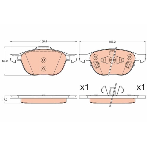 Bremsbelagsatz Scheibenbremse Trw GDB2059 f&uuml;r Ford (changan) Vorderachse