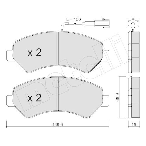 Bremsbelagsatz Scheibenbremse Metelli 22-0709-1 f&uuml;r Citro&euml;n Fiat Peugeot