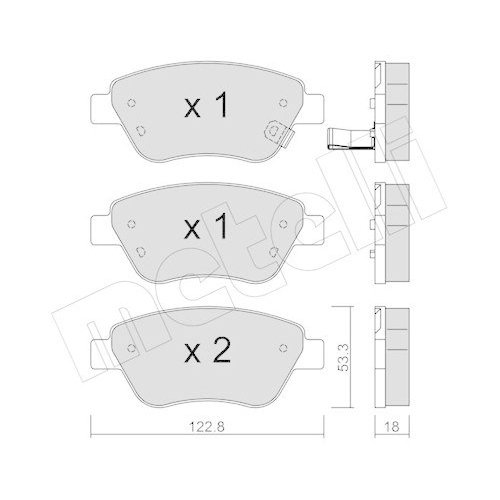 Bremsbelagsatz Scheibenbremse Metelli 22-0321-2 f&uuml;r Opel Vauxhall Vorderachse