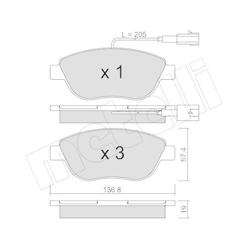 Bremsbelagsatz Scheibenbremse Metelli 22-0322-0 f&uuml;r Citro&euml;n Fiat Lancia Opel