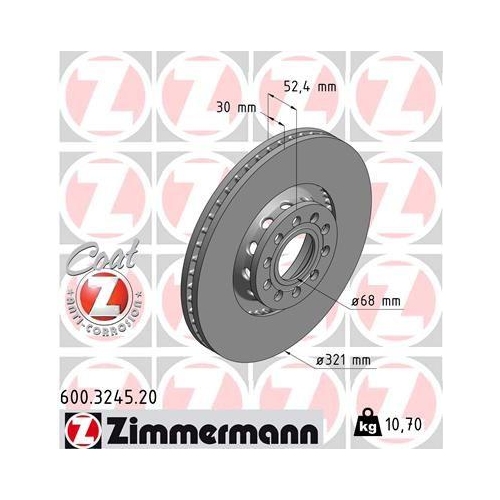 Brake Disc Zimmermann 600.3245.20 Coat Z for Vag Front Axle