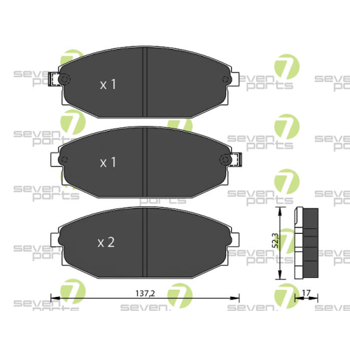 Bremsbelagsatz Scheibenbremse 7 Seven Parts SVP22150 f&uuml;r Hyundai Mitsubishi