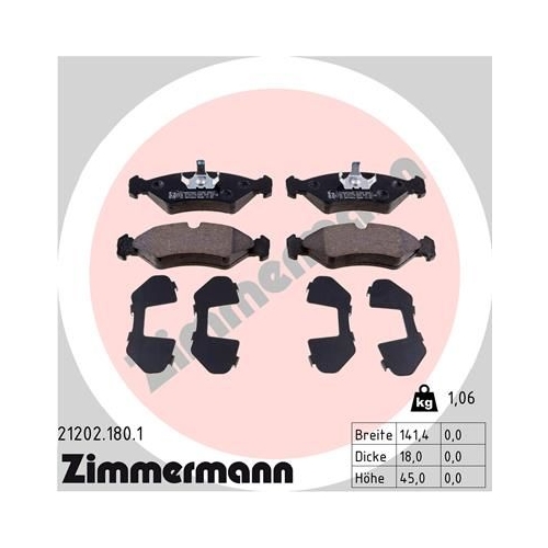 Kit De Plaquettes De Frein Frein À Disque Zimmermann 21202.180.1 pour Ford