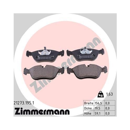 Kit De Plaquettes De Frein Frein À Disque Zimmermann 21273.195.1 pour Volvo