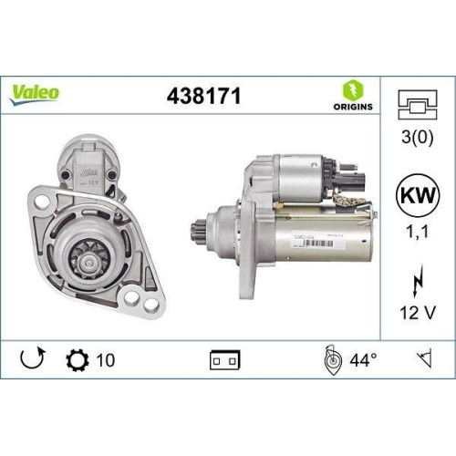 Starter Valeo 438171 Valeo Origins New Oe Technologie für Audi Seat Skoda VW