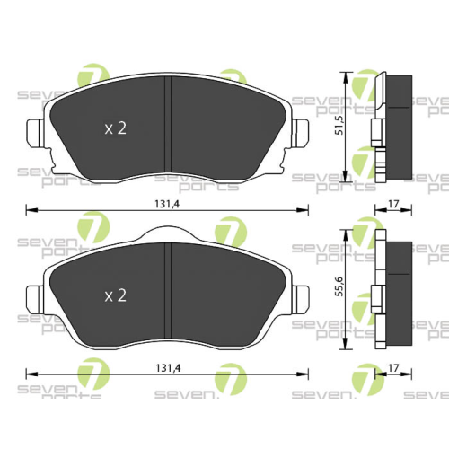Bremsbelagsatz Scheibenbremse 7 Seven Parts SVP22191 f&uuml;r Citro&euml;n Opel Peugeot