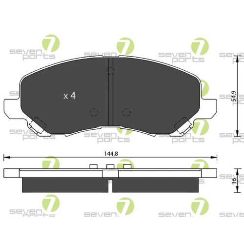 Bremsbelagsatz Scheibenbremse 7 Seven Parts SVP22200 f&uuml;r Chrysler Citro&euml;n Dodge