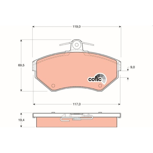 Bremsbelagsatz Scheibenbremse Trw GDB1266 Cotec f&uuml;r VW Audi Vorderachse