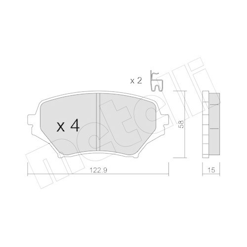 Bremsbelagsatz Scheibenbremse Metelli 22-0870-0 f&uuml;r Mazda Vorderachse