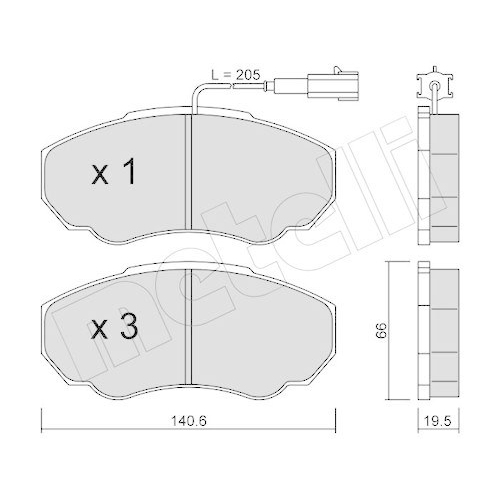 Bremsbelagsatz Scheibenbremse Metelli 22-0325-0 f&uuml;r Citro&euml;n Fiat Peugeot