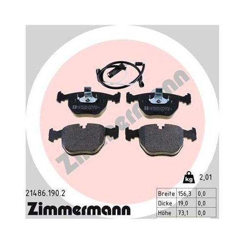 Bremsbelagsatz Scheibenbremse Zimmermann 21486.190.2 f&uuml;r Bmw Vorderachse