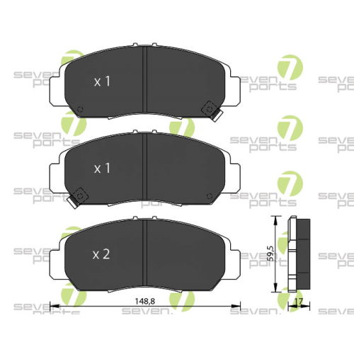Bremsbelagsatz Scheibenbremse 7 Seven Parts SVP22230 f&uuml;r Honda 1. Vorderachse