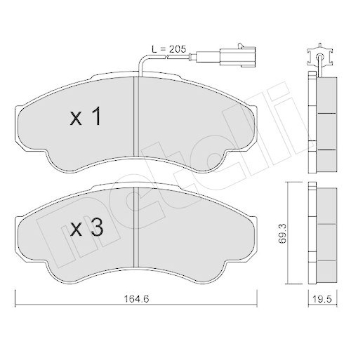 Bremsbelagsatz Scheibenbremse Metelli 22-0326-0 f&uuml;r Citro&euml;n Fiat Peugeot