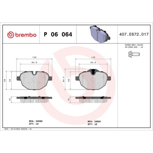 Bremsbelagsatz Scheibenbremse Brembo P06064 Prime Line f&uuml;r Bmw Bmw (brilliance)