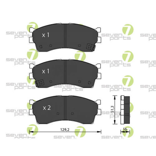 Bremsbelagsatz Scheibenbremse 7 Seven Parts SVP22250 für Kia 1. Vorderachse