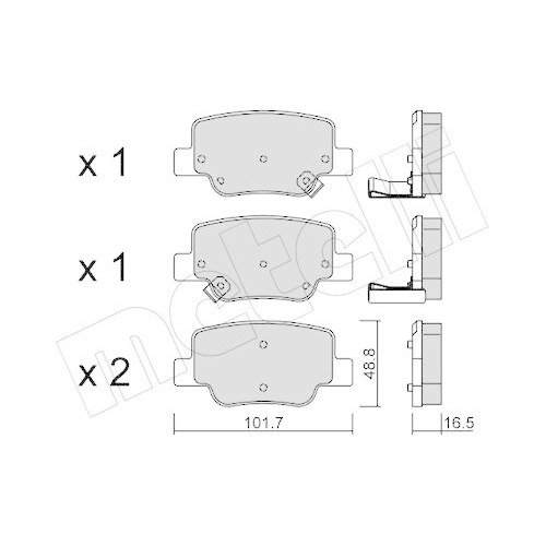 Bremsbelagsatz Scheibenbremse Metelli 22-0880-0 f&uuml;r Toyota Hinterachse