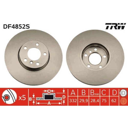 Bremsscheibe Trw DF4852S Trw Single f&uuml;r Bmw Vorderachse
