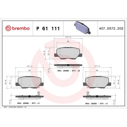 Bremsbelagsatz Scheibenbremse Brembo P61111 Prime Line f&uuml;r Citro&euml;n Mazda Peugeot